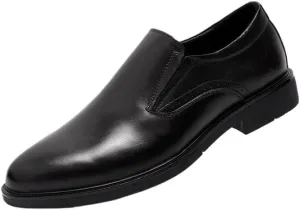Men's Genuine Leather Platform Slip-On Oxfords Pointed Toe Derbys Classic Formal Business Loafers England Flats Breathable Sport Outdoor Footwear