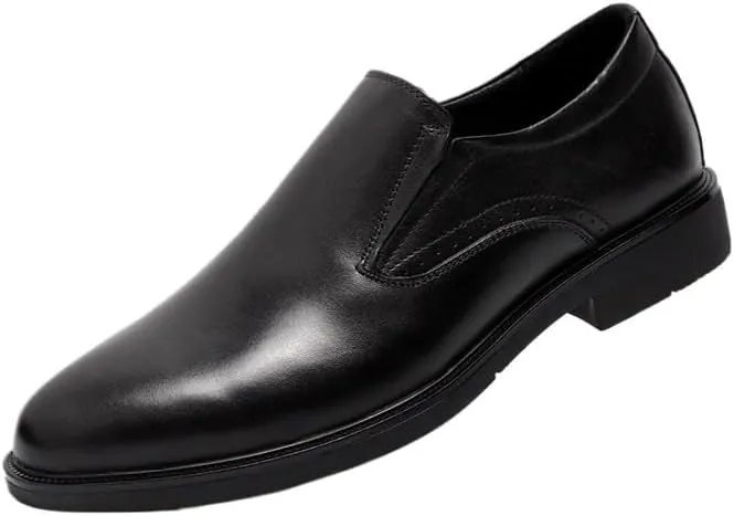 Men's Genuine Leather Platform Slip-On Oxfords Pointed Toe Derbys Classic Formal Business Loafers England Flats Breathable Sport Outdoor Footwear