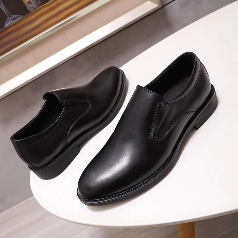 Men's Genuine Leather Platform Slip-On Oxfords Pointed Toe Derbys Classic Formal Business Loafers England Flats Breathable Sport Outdoor Footwear