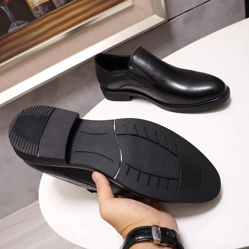 Men's Genuine Leather Platform Slip-On Oxfords Pointed Toe Derbys Classic Formal Business Loafers England Flats Breathable Sport Outdoor Footwear