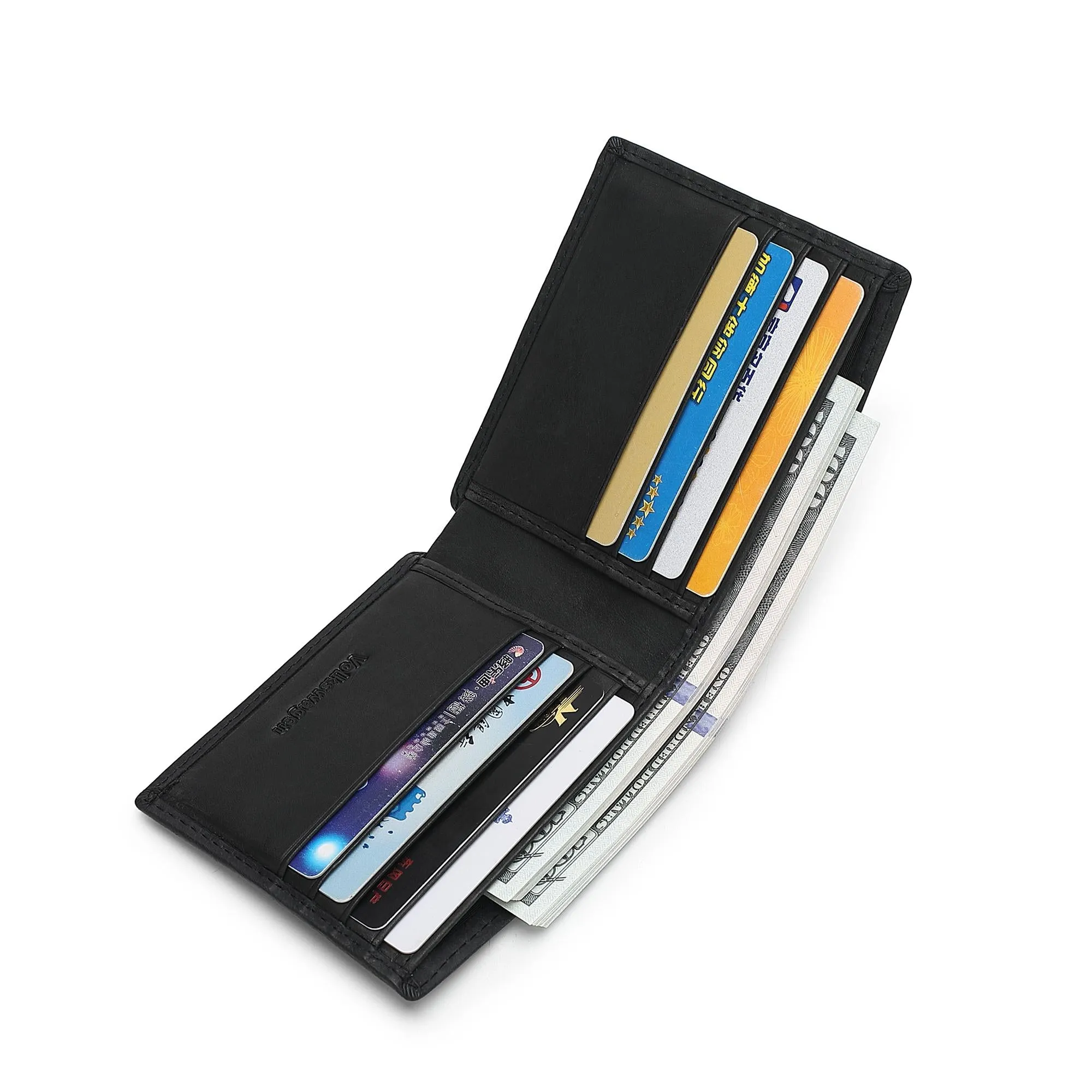 Men's Genuine Leather RFID Bifold Short Wallet - VWW 139