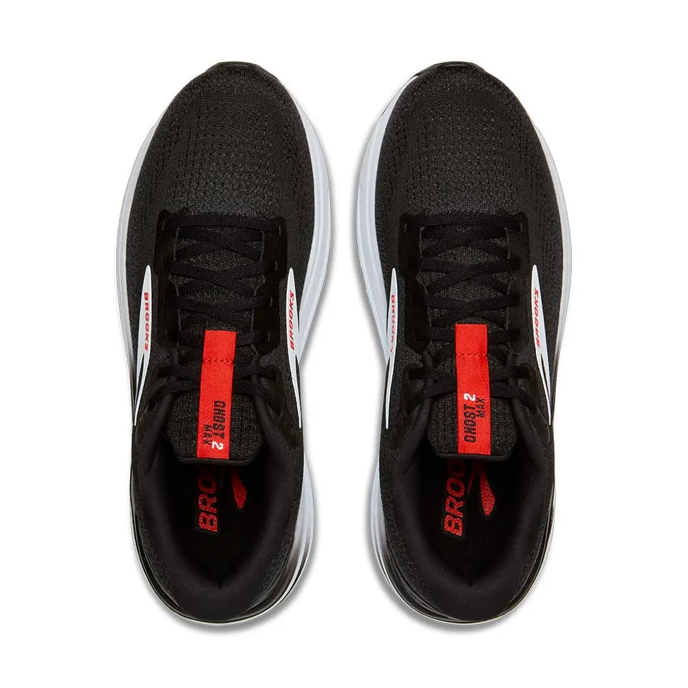 Men's Ghost Max 2 Running Shoe - Black/White/Fiery Red - Regular (D)
