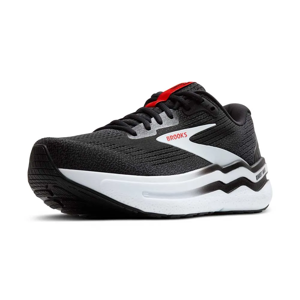 Men's Ghost Max 2 Running Shoe - Black/White/Fiery Red - Regular (D)