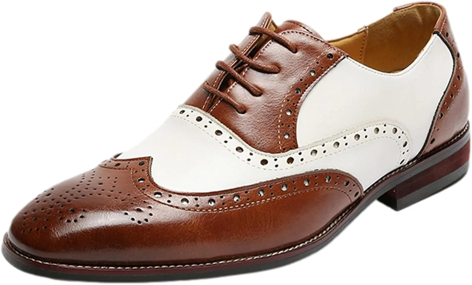 Men's Handsome Microfiber Leather Brogues Wedding Shoes Color Blocking Oxfords Formal Dress Shoes