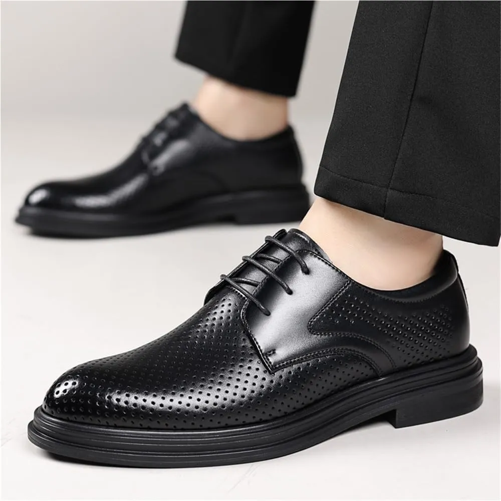 Men's Hollow Out Breathable Summer Business Dress Shoes English Style Height Increasing Groom Wedding Shoes Stylish Comfortable Formal Leather Shoes(7)