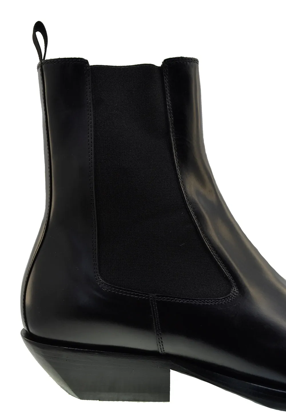 Men's Italian Shoes Jo Ghost 2822 Black Leather Cuban Heel Chelsea Boots