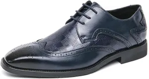 Men's Lace-up Brogues Dress Oxford Shoes Classic Wingtip Derby Shoes Fashion Business Formal Leather Shoes