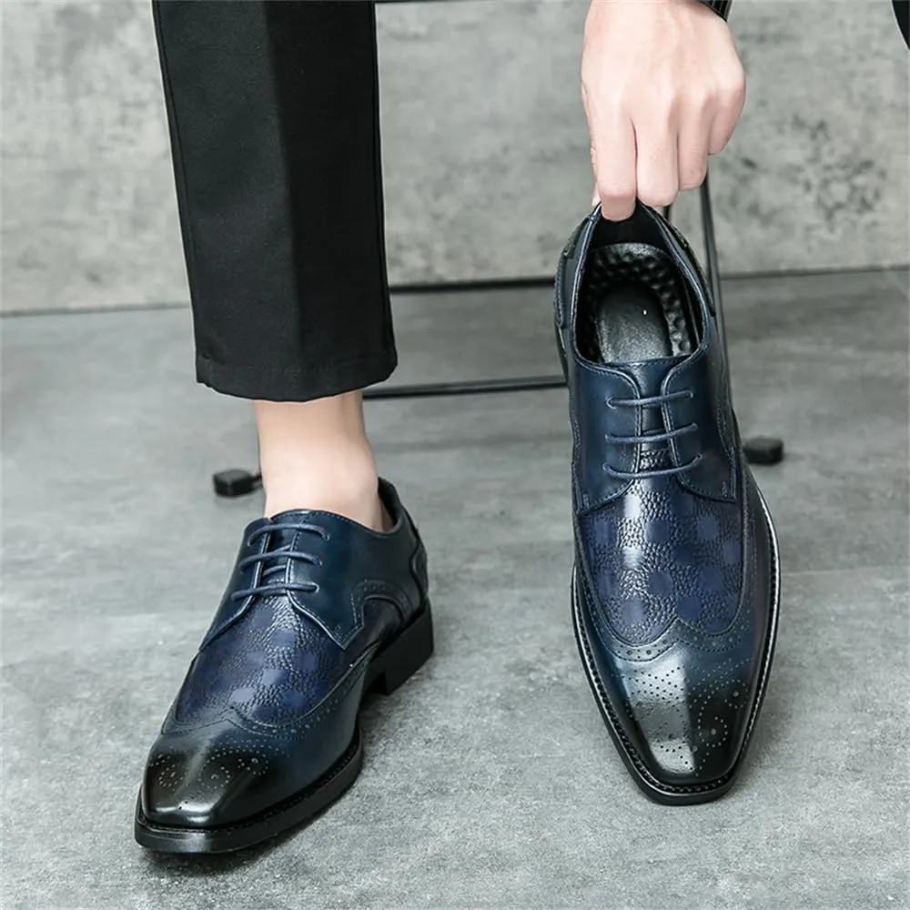 Men's Lace-up Brogues Dress Oxford Shoes Classic Wingtip Derby Shoes Fashion Business Formal Leather Shoes