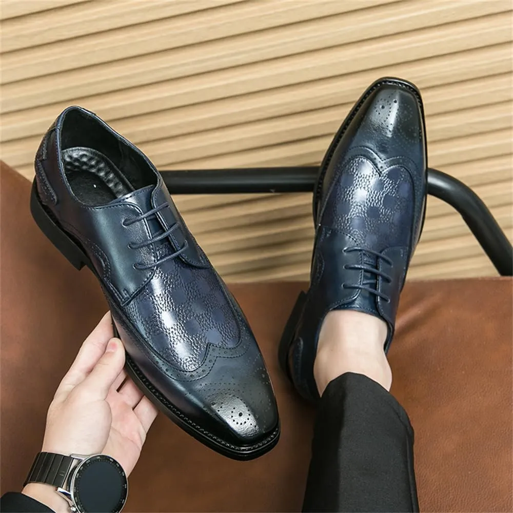 Men's Lace-up Brogues Dress Oxford Shoes Classic Wingtip Derby Shoes Fashion Business Formal Leather Shoes