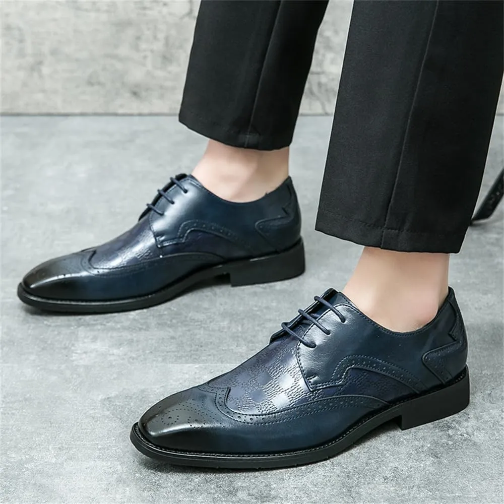 Men's Lace-up Brogues Dress Oxford Shoes Classic Wingtip Derby Shoes Fashion Business Formal Leather Shoes