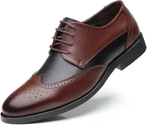 Mens Lace-Up Shoes, Round Toe Large Size Brogues Leather Shoes Business Casual Derbys Shoes Low Top Office Work Dress Shoes Wedding Loafers