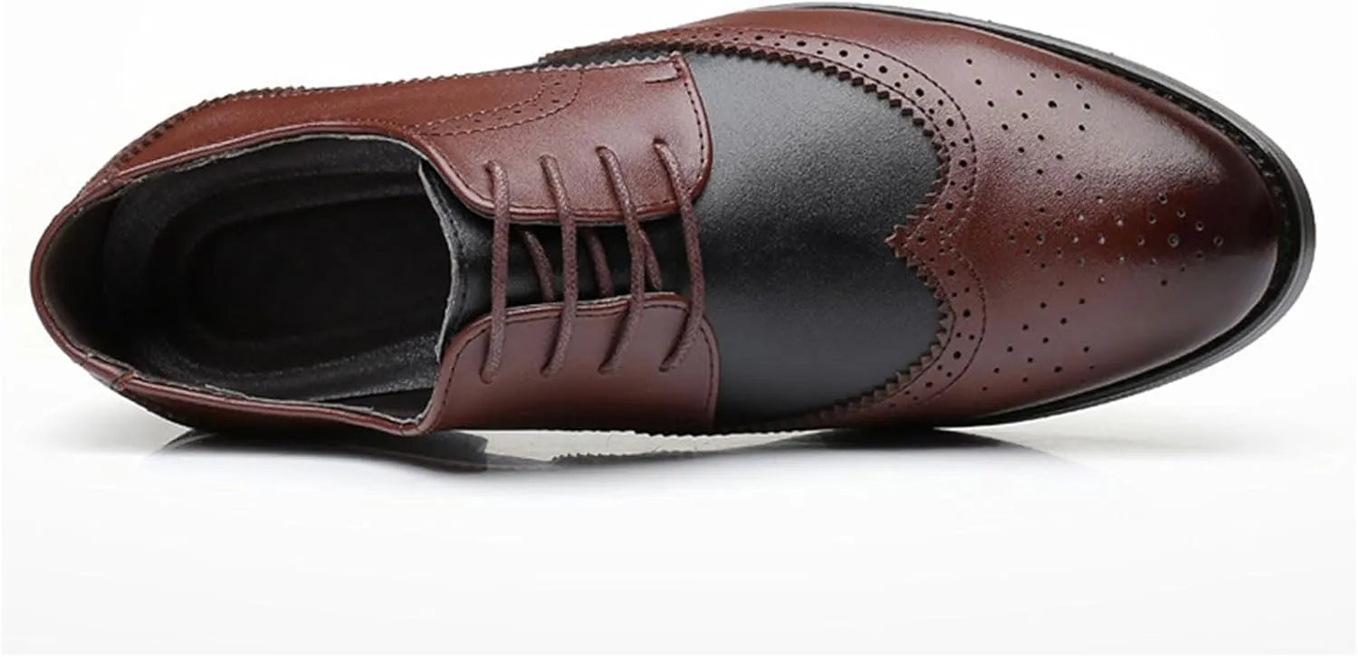 Mens Lace-Up Shoes, Round Toe Large Size Brogues Leather Shoes Business Casual Derbys Shoes Low Top Office Work Dress Shoes Wedding Loafers