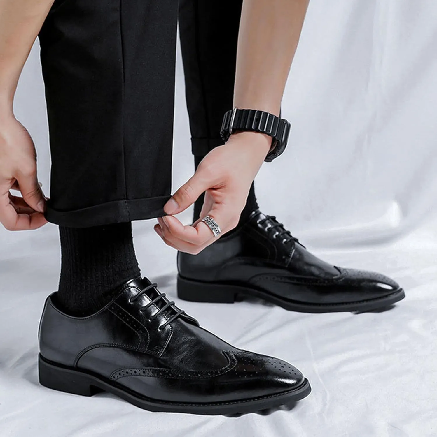 Men's Lace-ups Brogues Classic Oxford Formal Dress Shoes Modern Wingtip Business Shoes for Men