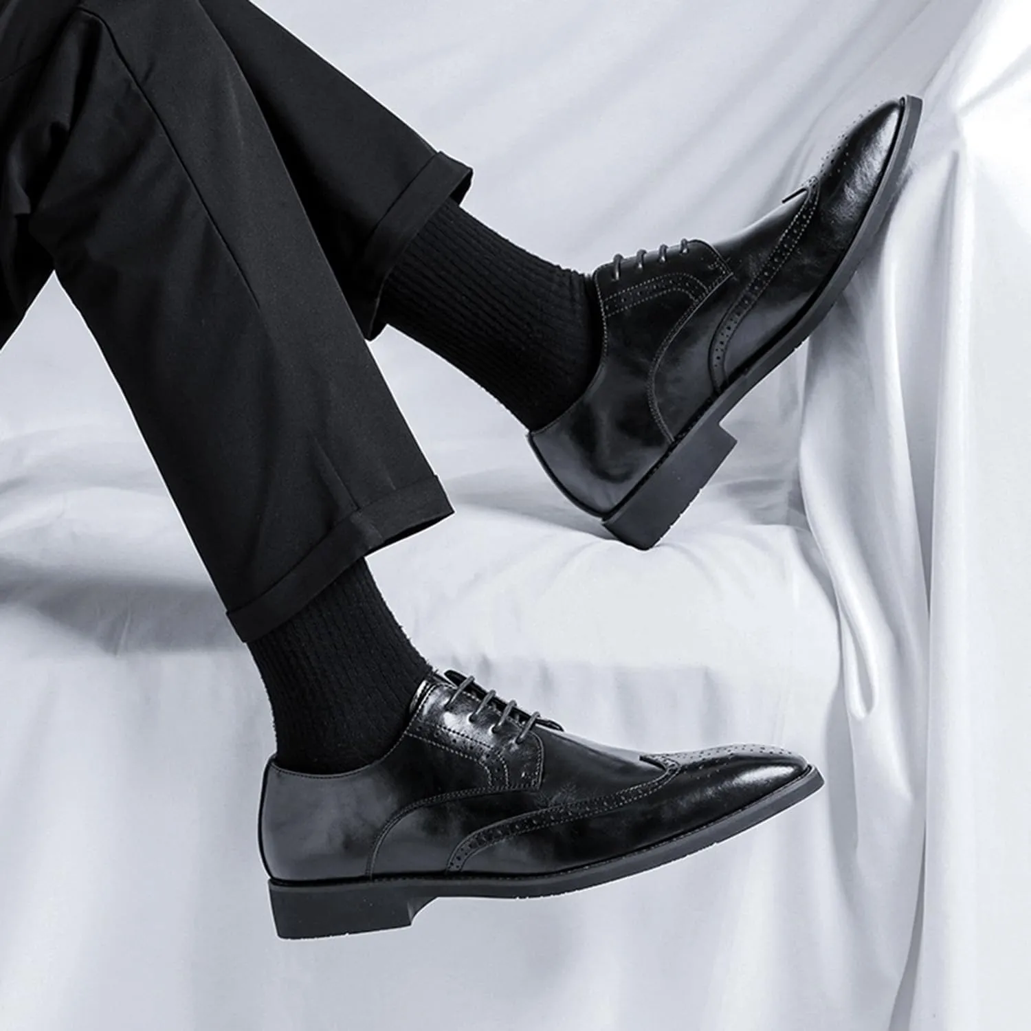 Men's Lace-ups Brogues Classic Oxford Formal Dress Shoes Modern Wingtip Business Shoes for Men