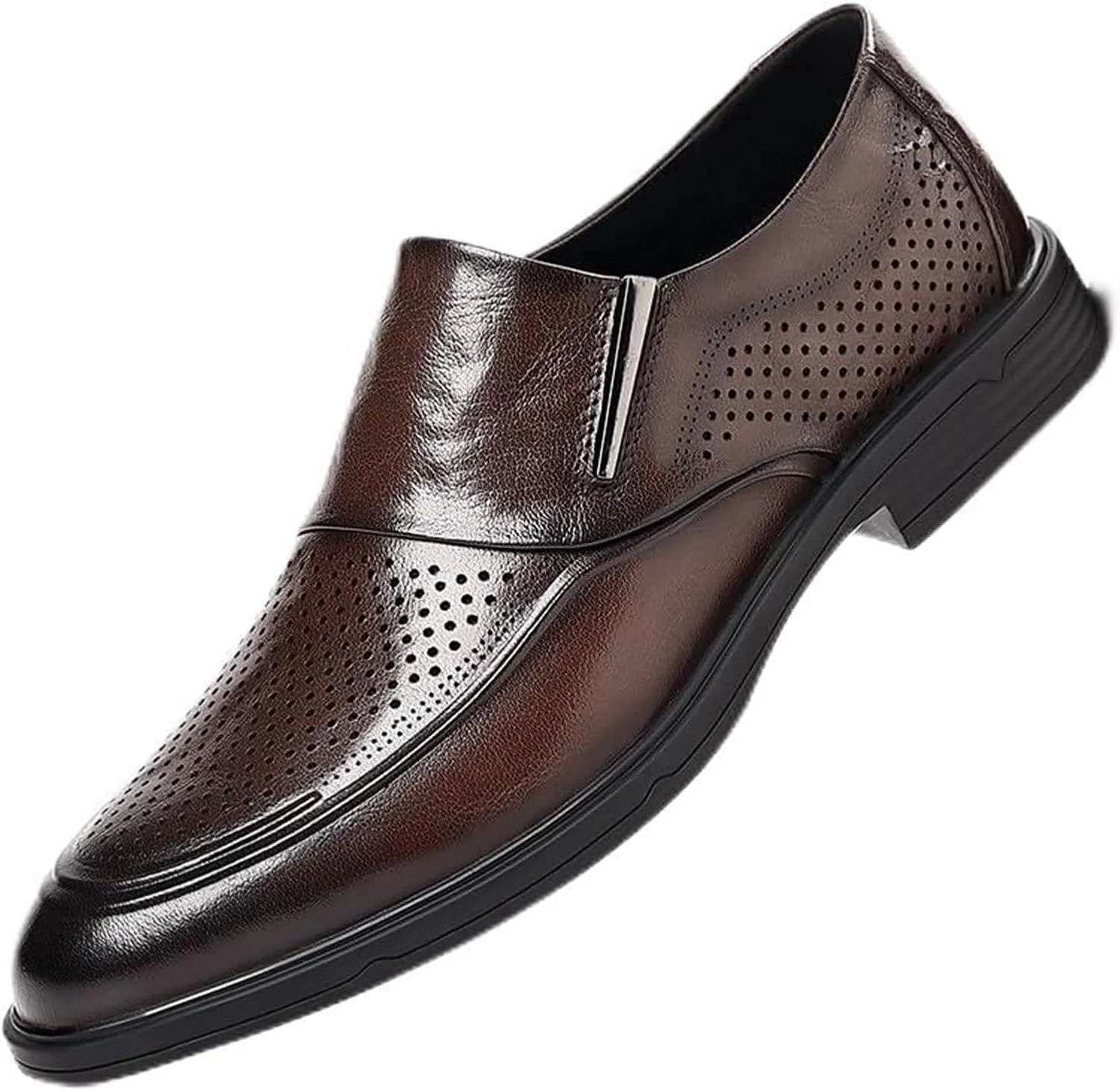 Men's Leather Flat Casual Oxford Shoes, Slip On Pointed Toe Derbys Sneaker Dress Shoes for Men Business Casual Men's Dress Shoes