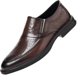 Men's Leather Flat Casual Oxford Shoes, Slip On Pointed Toe Derbys Sneaker Dress Shoes for Men Business Casual Men's Dress Shoes