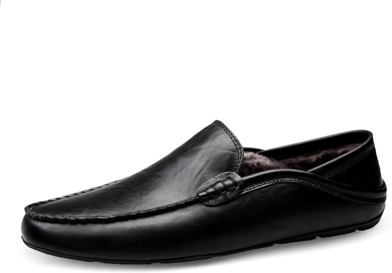 Men's Leather Handmade Driving Loafers, Casual Shoes, Winter Warm Loafers, Men's Lightweight Flat Shoes