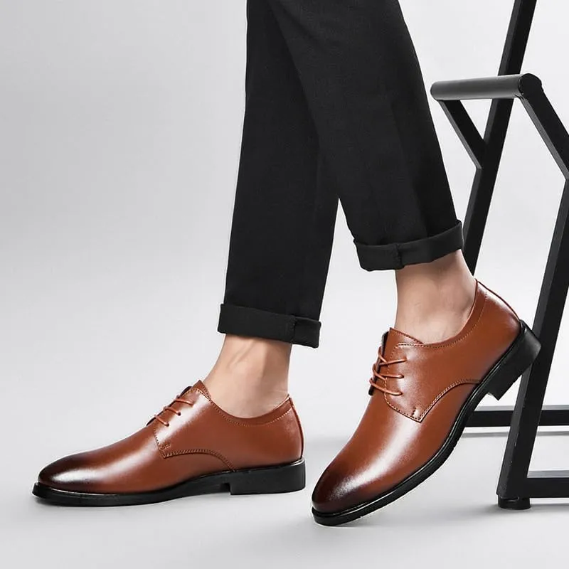 Men's Leather Lace-Up Oxford Dress Shoes Casual Work Office Comfortable Business Shoes
