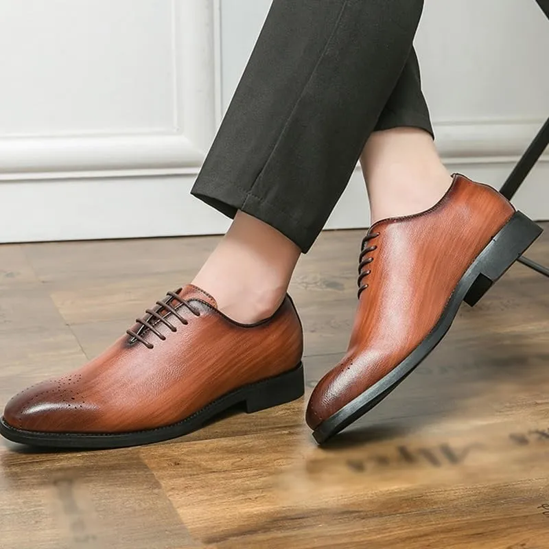 Men's Leather Lace Up Oxford Shoes Formal Leather Shoes Fashion Dress Sneakers Business Casual Derby Shoe for Men