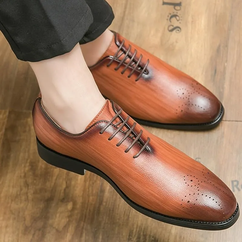 Men's Leather Lace Up Oxford Shoes Formal Leather Shoes Fashion Dress Sneakers Business Casual Derby Shoe for Men