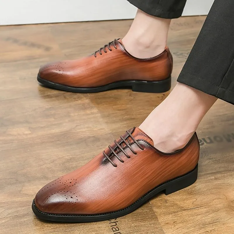 Men's Leather Lace Up Oxford Shoes Formal Leather Shoes Fashion Dress Sneakers Business Casual Derby Shoe for Men