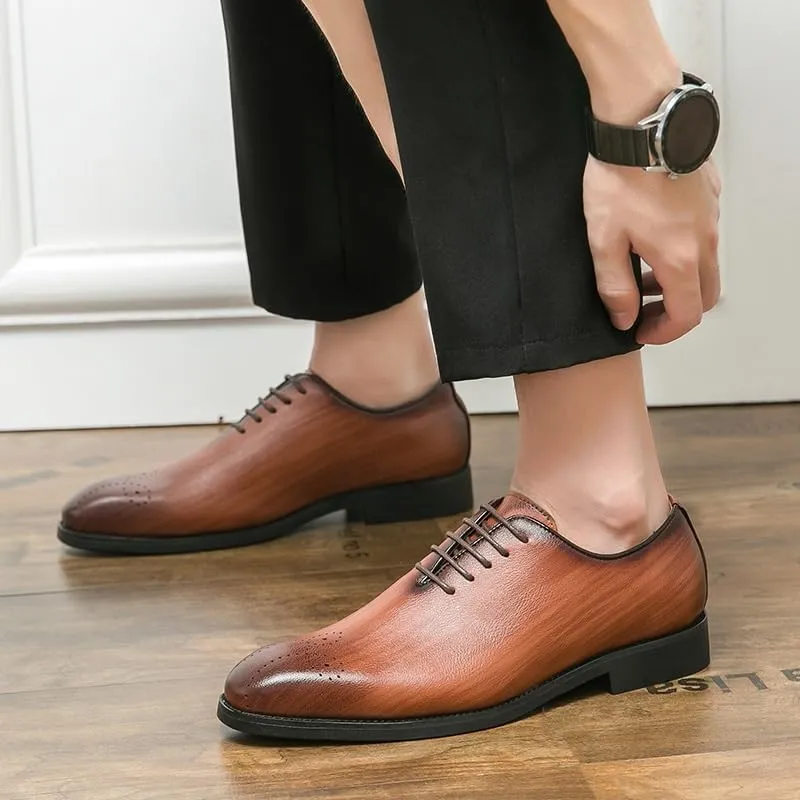 Men's Leather Lace Up Oxford Shoes Formal Leather Shoes Fashion Dress Sneakers Business Casual Derby Shoe for Men
