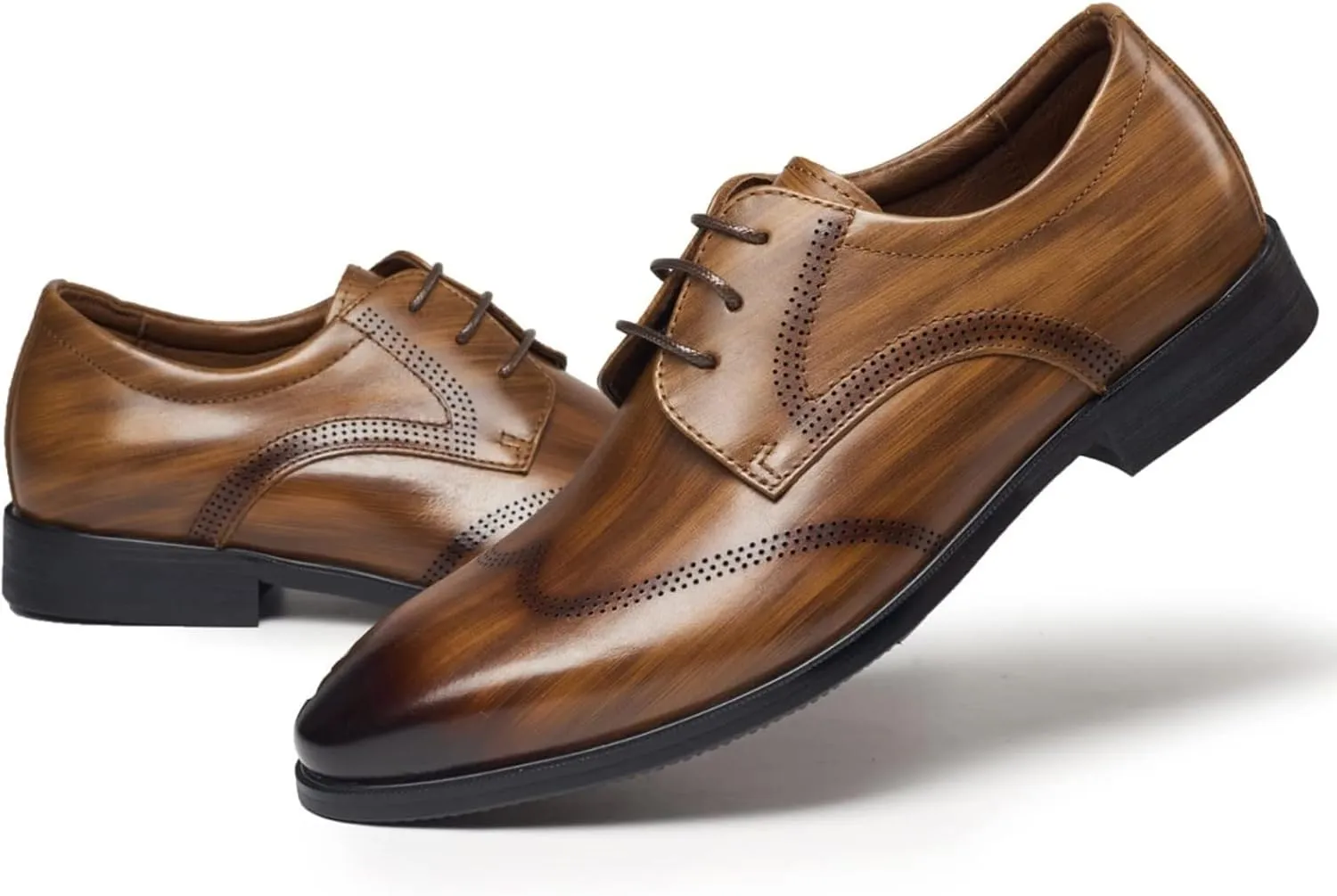 Men's Leather Lace Up Work Oxfords, Classic Patent Leather Shoes for Men Classic Modern Formal Leather Shoes Casual Loafers for Dating Prom Business Work