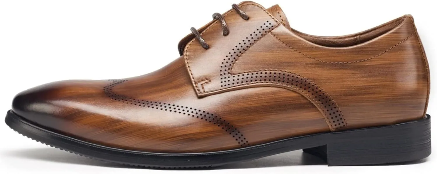 Men's Leather Lace Up Work Oxfords, Classic Patent Leather Shoes for Men Classic Modern Formal Leather Shoes Casual Loafers for Dating Prom Business Work