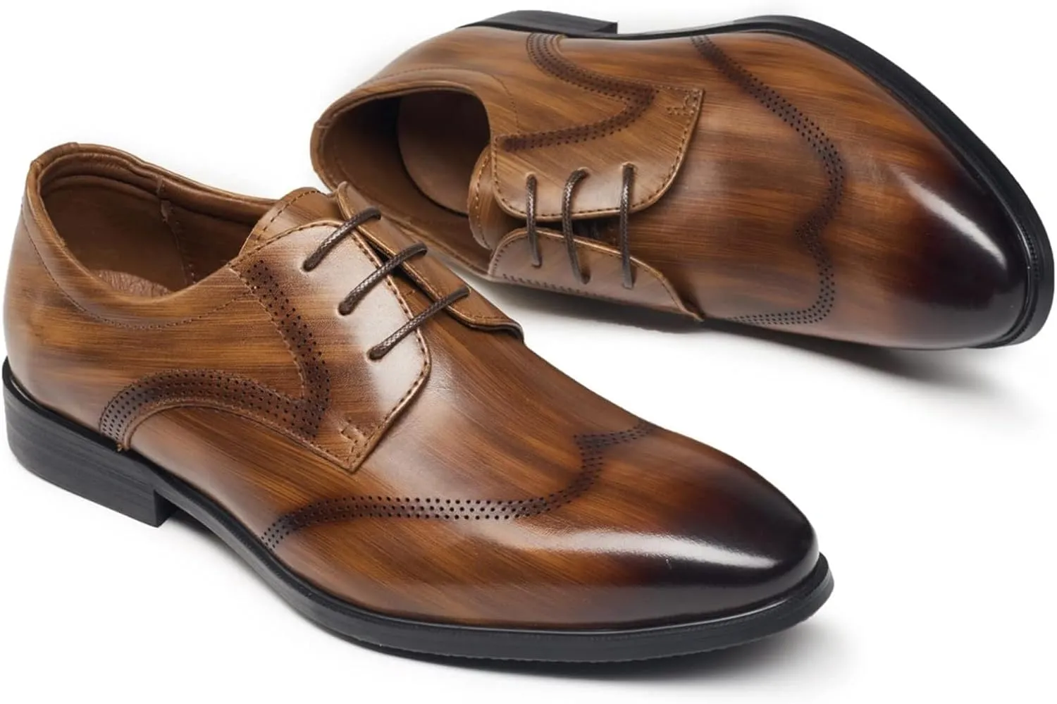 Men's Leather Lace Up Work Oxfords, Classic Patent Leather Shoes for Men Classic Modern Formal Leather Shoes Casual Loafers for Dating Prom Business Work