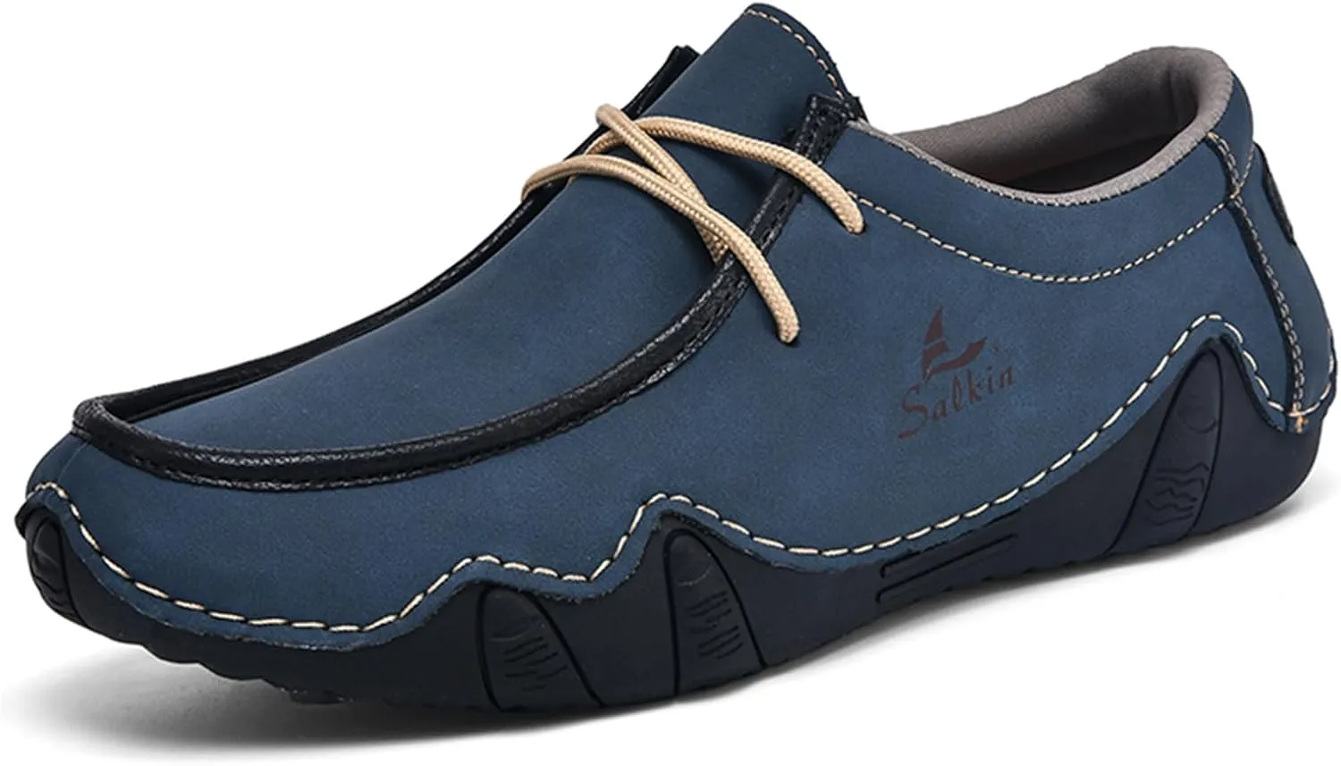 Men's Leather Slip On Casual Low Loafers Lightweight Non-Slip Flat Driving Walking Shoes Soft Moccasin Shoes