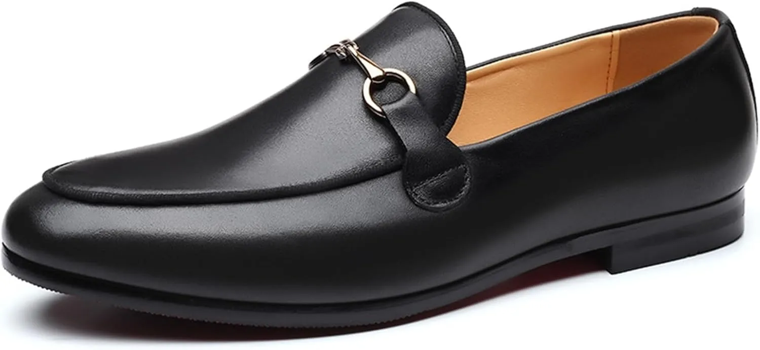 Men's Leather Slip On Loafers Business Casual Dress Shoes Comfortable Round Toe Walking Shoes Breathable Lightweight Formal Shoes for Men