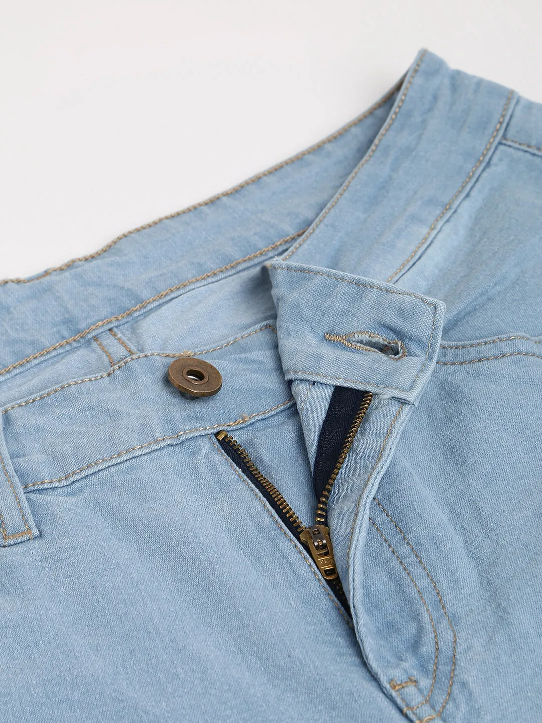 Men's Light Blue Slim Fit Mid Rise Denim Jeans