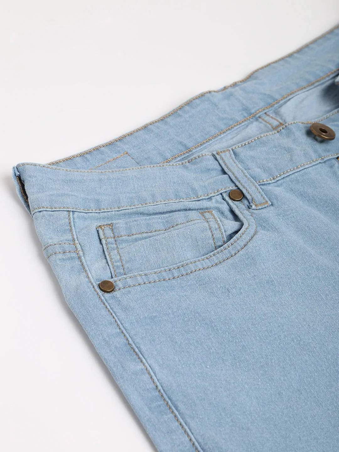Men's Light Blue Slim Fit Mid Rise Denim Jeans