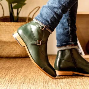 Men's Octavian Buckle Leather Boots Goodyear Welt Wide Plus Size 5316