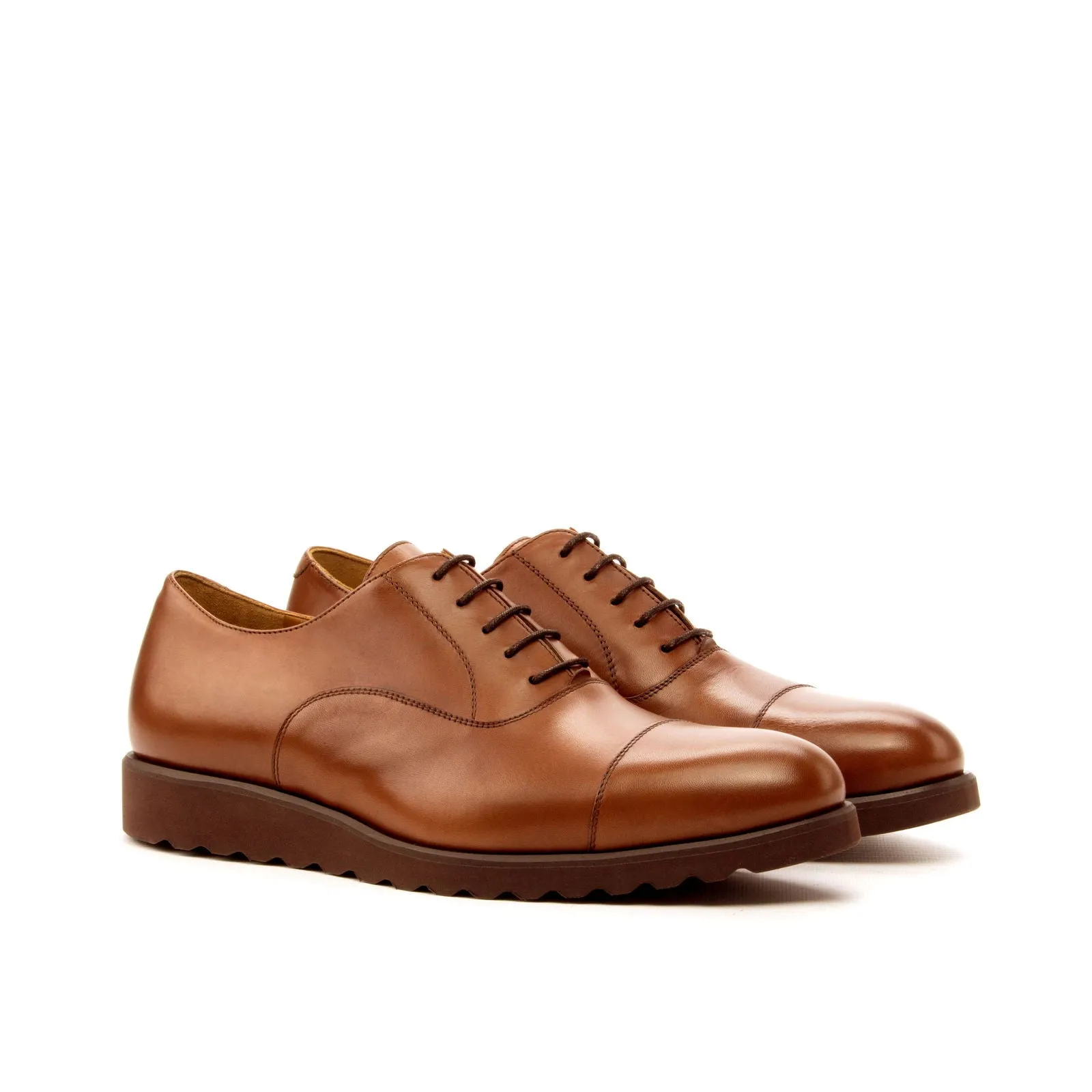 Men's Oxford Leather Shoes Wide Plus Size Brown 3333