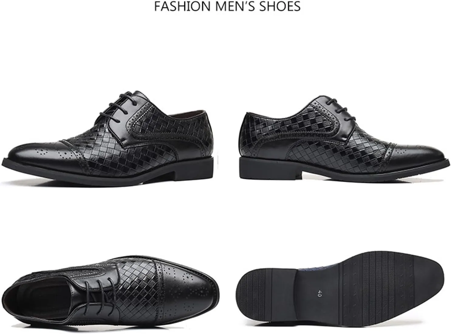 Men's Oxfords Formal Dress Shoes Classic Business Shoes Wingtip Brogues Lace-Up Wedding Shoes for Men