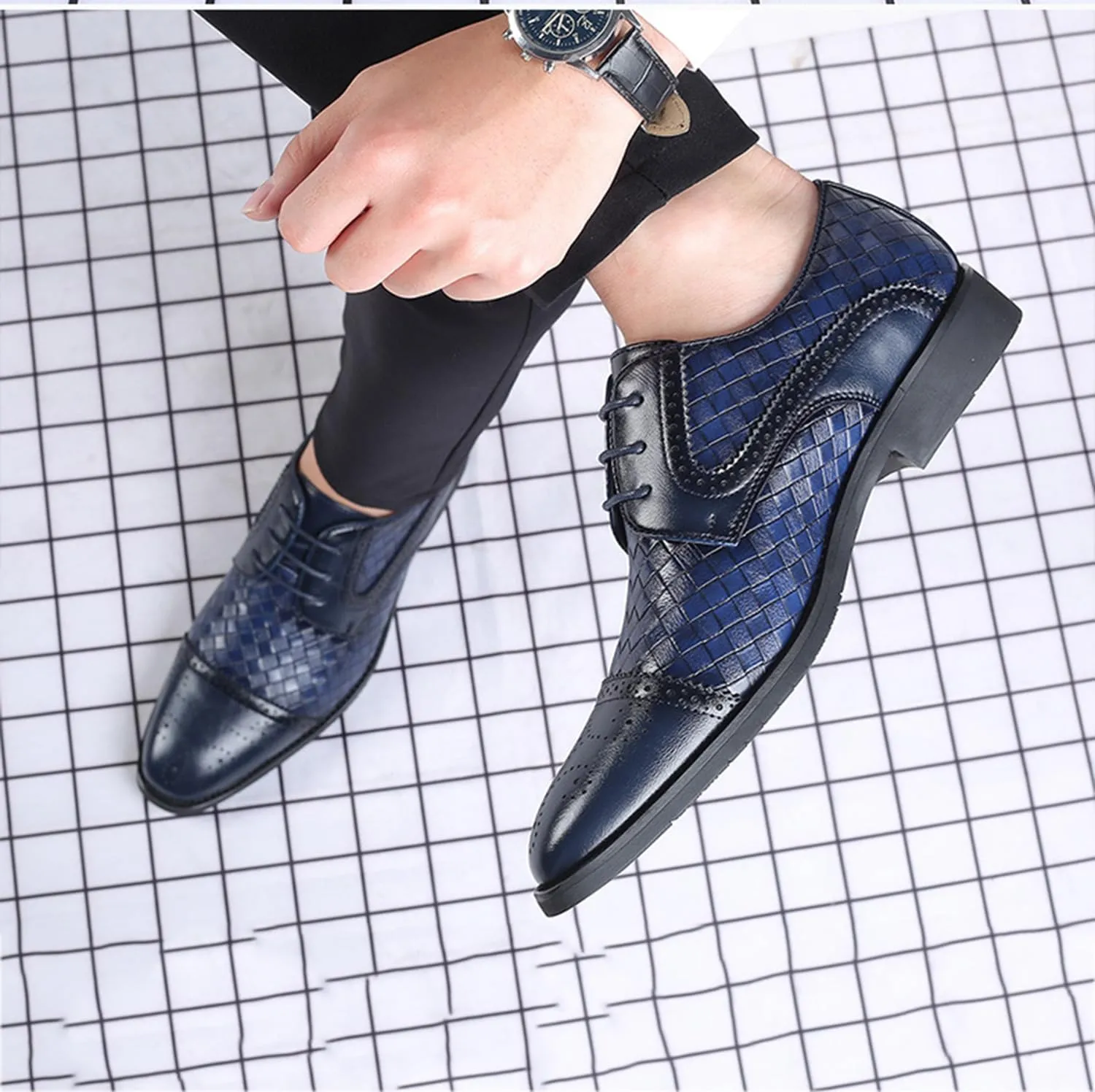 Men's Oxfords Formal Dress Shoes Classic Business Shoes Wingtip Brogues Lace-Up Wedding Shoes for Men