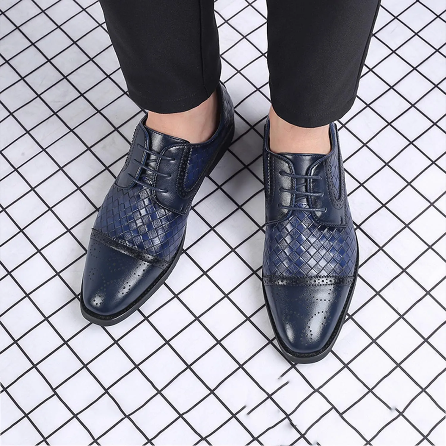 Men's Oxfords Formal Dress Shoes Classic Business Shoes Wingtip Brogues Lace-Up Wedding Shoes for Men