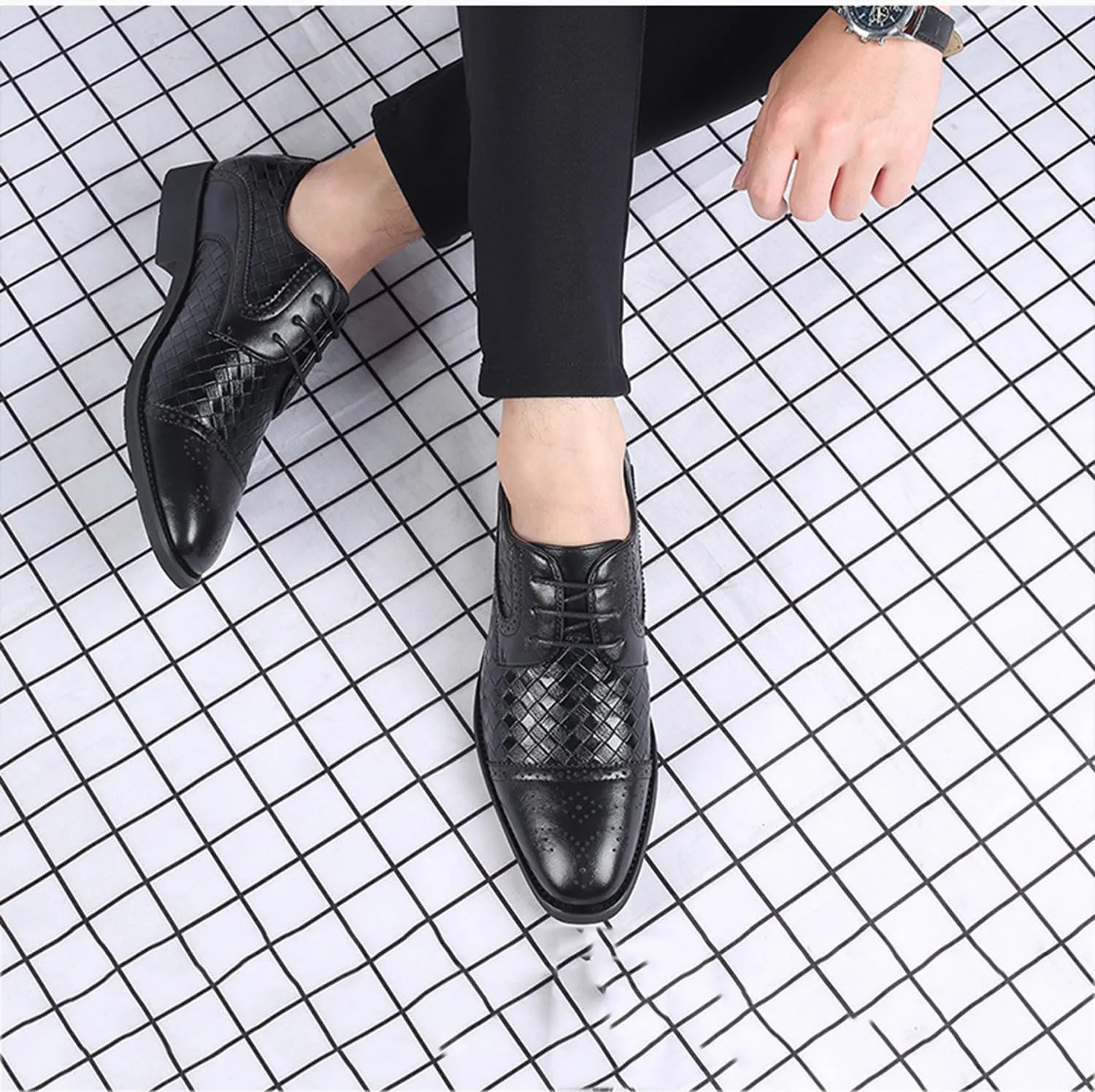 Men's Oxfords Formal Dress Shoes Classic Business Shoes Wingtip Brogues Lace-Up Wedding Shoes for Men