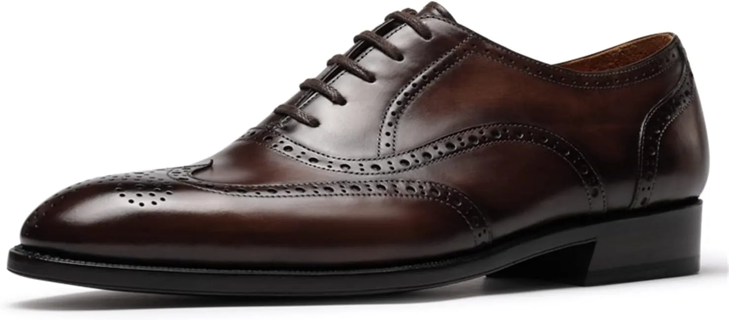 Mens Oxfords Wingtip Full Brogues Carved Calf Shoes for Business,Casual