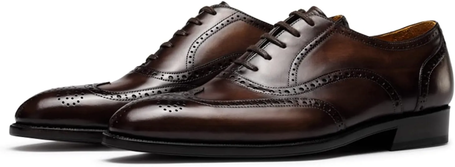 Mens Oxfords Wingtip Full Brogues Carved Calf Shoes for Business,Casual