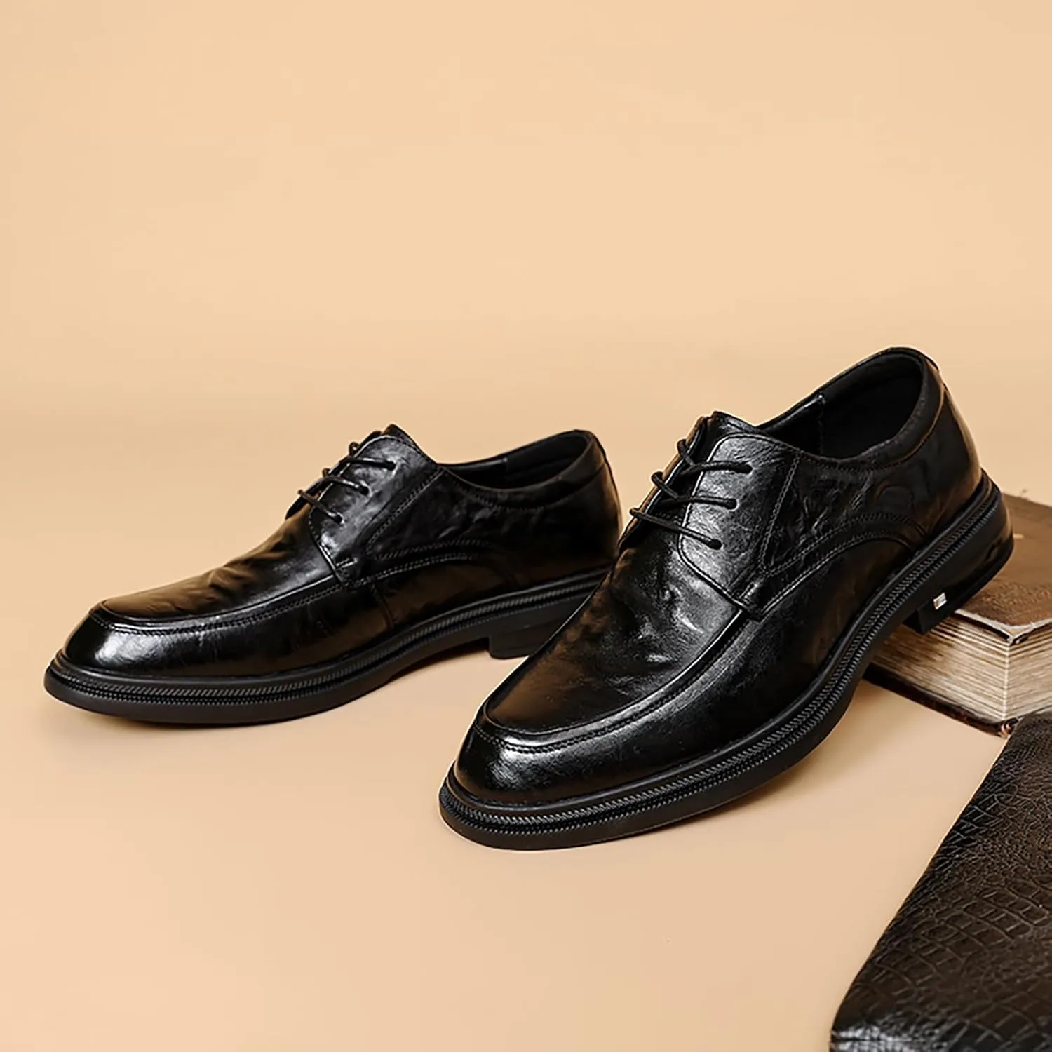 Men's Oxfords Wrinkled Oxford Shoes for Men Business Casual Shoes Men's Lace-Up Derby