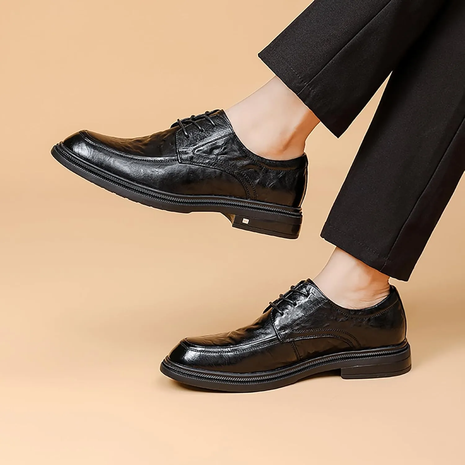 Men's Oxfords Wrinkled Oxford Shoes for Men Business Casual Shoes Men's Lace-Up Derby