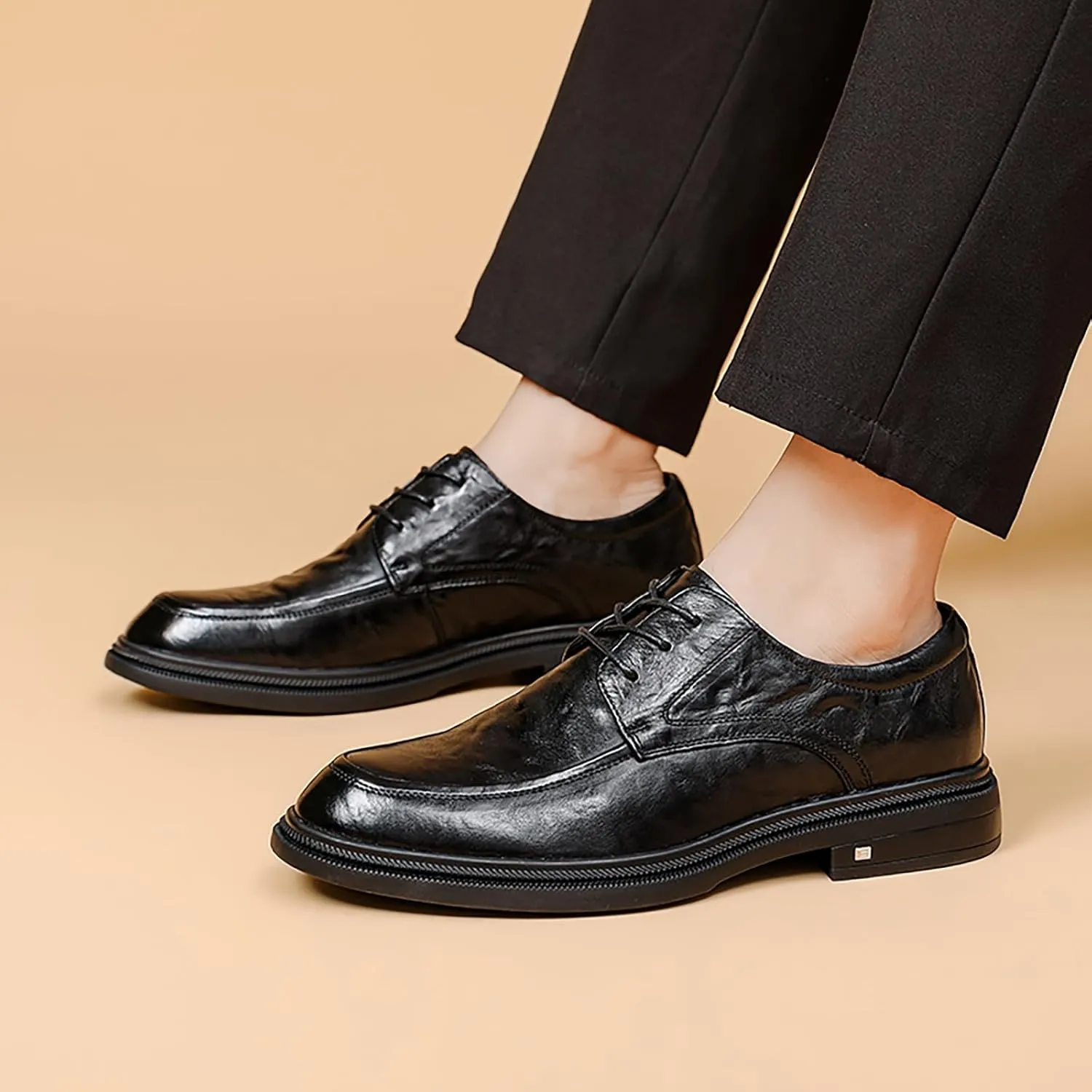 Men's Oxfords Wrinkled Oxford Shoes for Men Business Casual Shoes Men's Lace-Up Derby