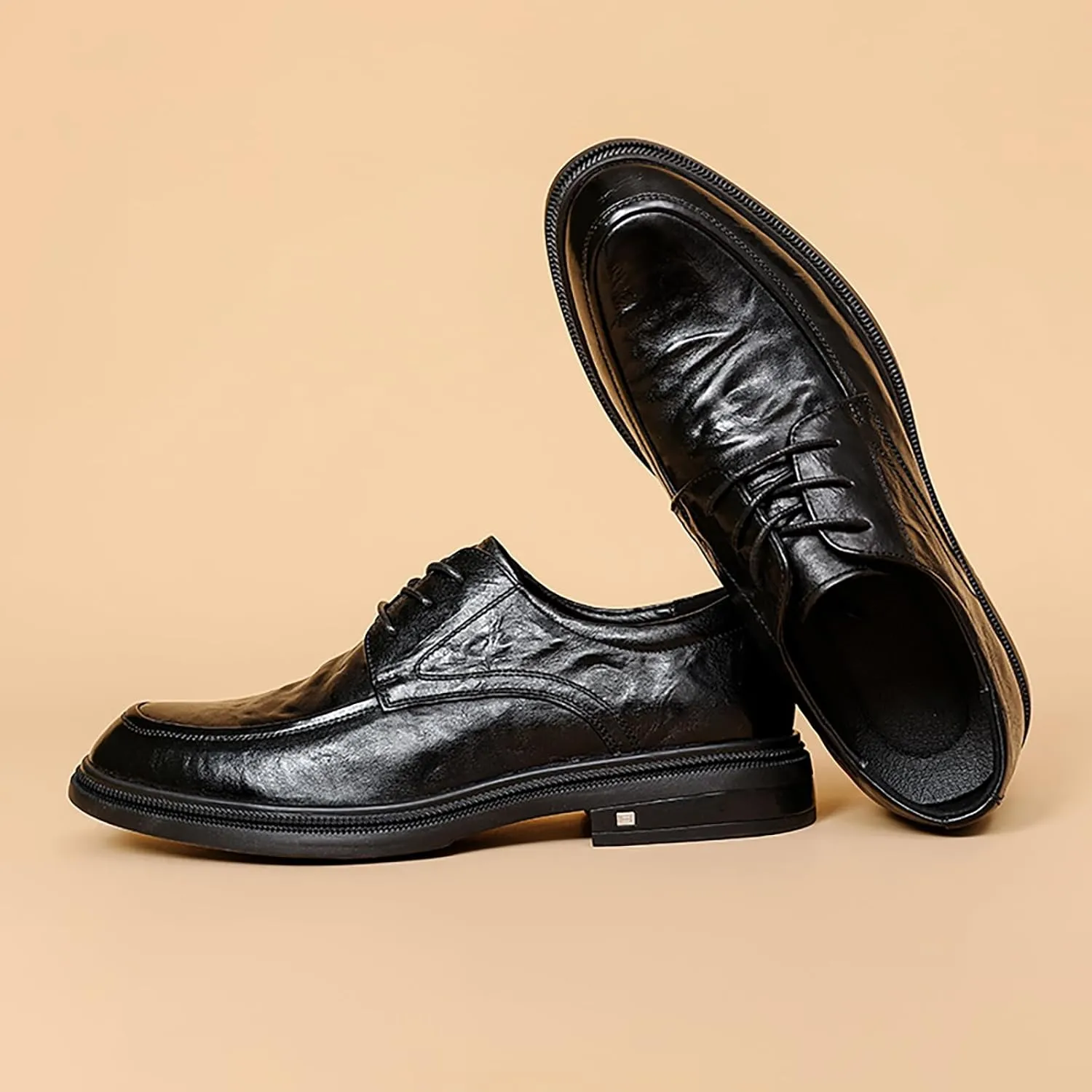 Men's Oxfords Wrinkled Oxford Shoes for Men Business Casual Shoes Men's Lace-Up Derby
