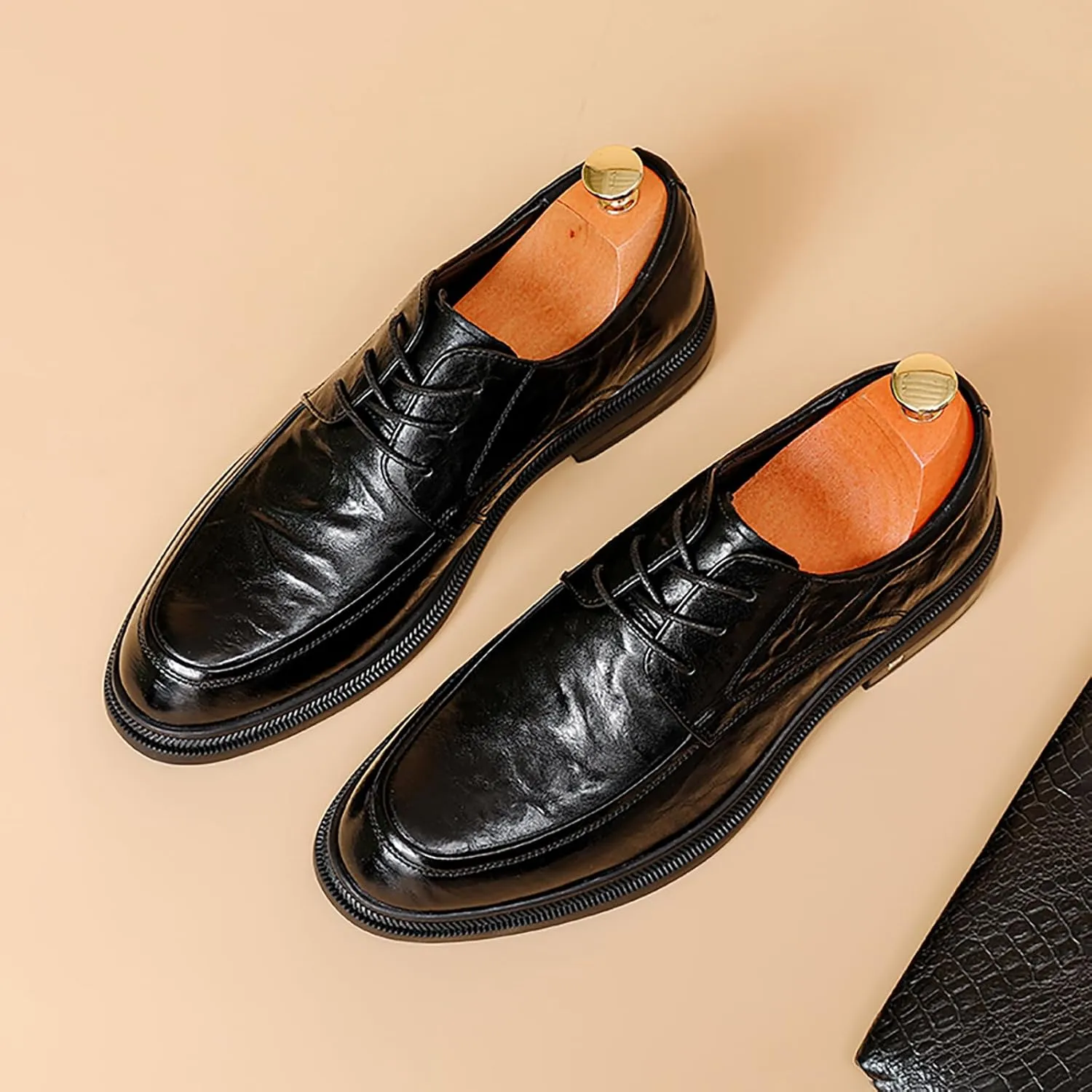 Men's Oxfords Wrinkled Oxford Shoes for Men Business Casual Shoes Men's Lace-Up Derby