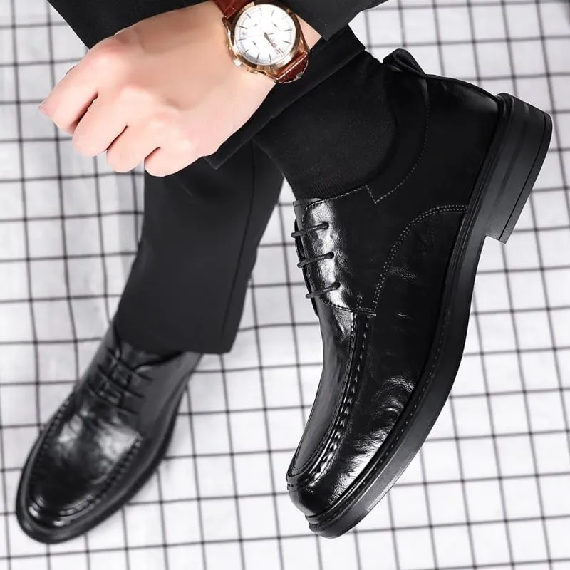 Men's Patent Leather Black Oxfords Shoes Slip On Pointed Toe Derbys Classic Formal Business Dress Shoes