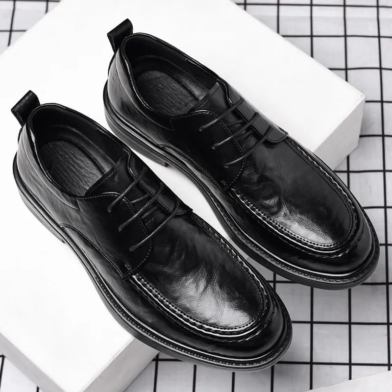 Men's Patent Leather Black Oxfords Shoes Slip On Pointed Toe Derbys Classic Formal Business Dress Shoes