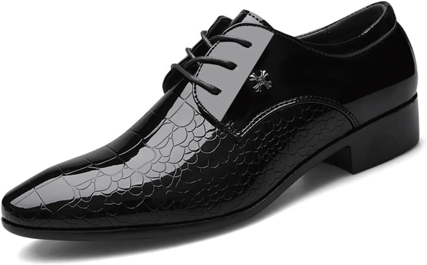 Men's Patent Leather Dress Shoes Formal Business Pointed Toe Classic Lace Up Oxford Shoes