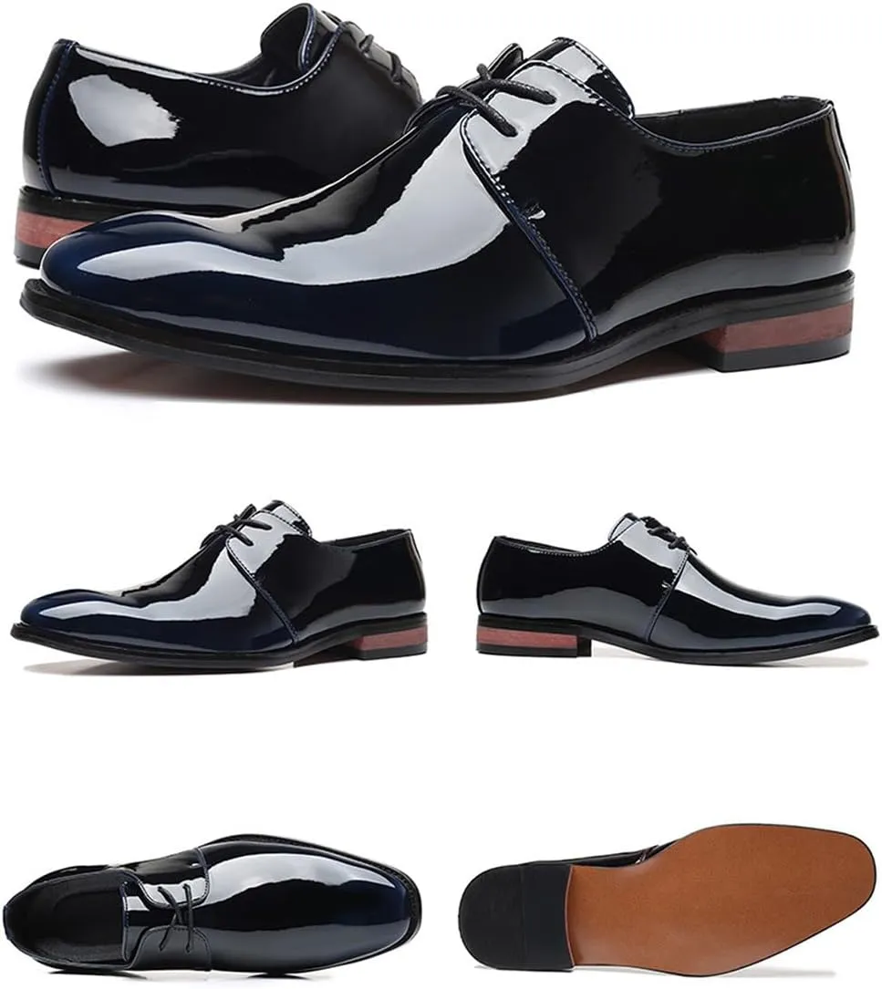Men's Patent Leather Oxford Formal Business Dress Shoes Modern Suit Tuxedo Shoes for Men Fashoin Wedding Party Shoes